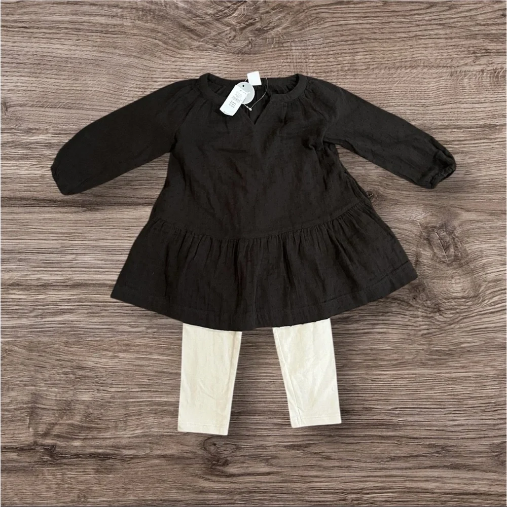 NWT BABY GAP Matching Set/ Dress And Leggings Brown/ Cream Girls Toddler 2T